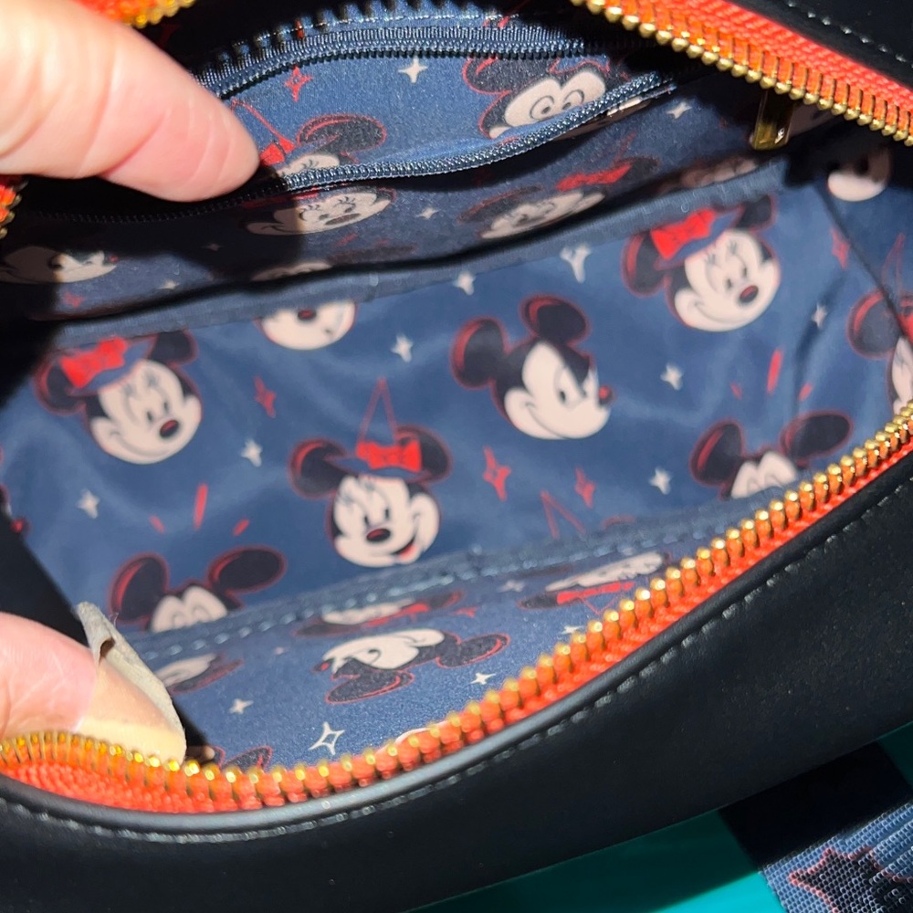 Loungefly Disney Black and Red Crossbody Bag with Minnie and Mickey - Picture 4 of 5
